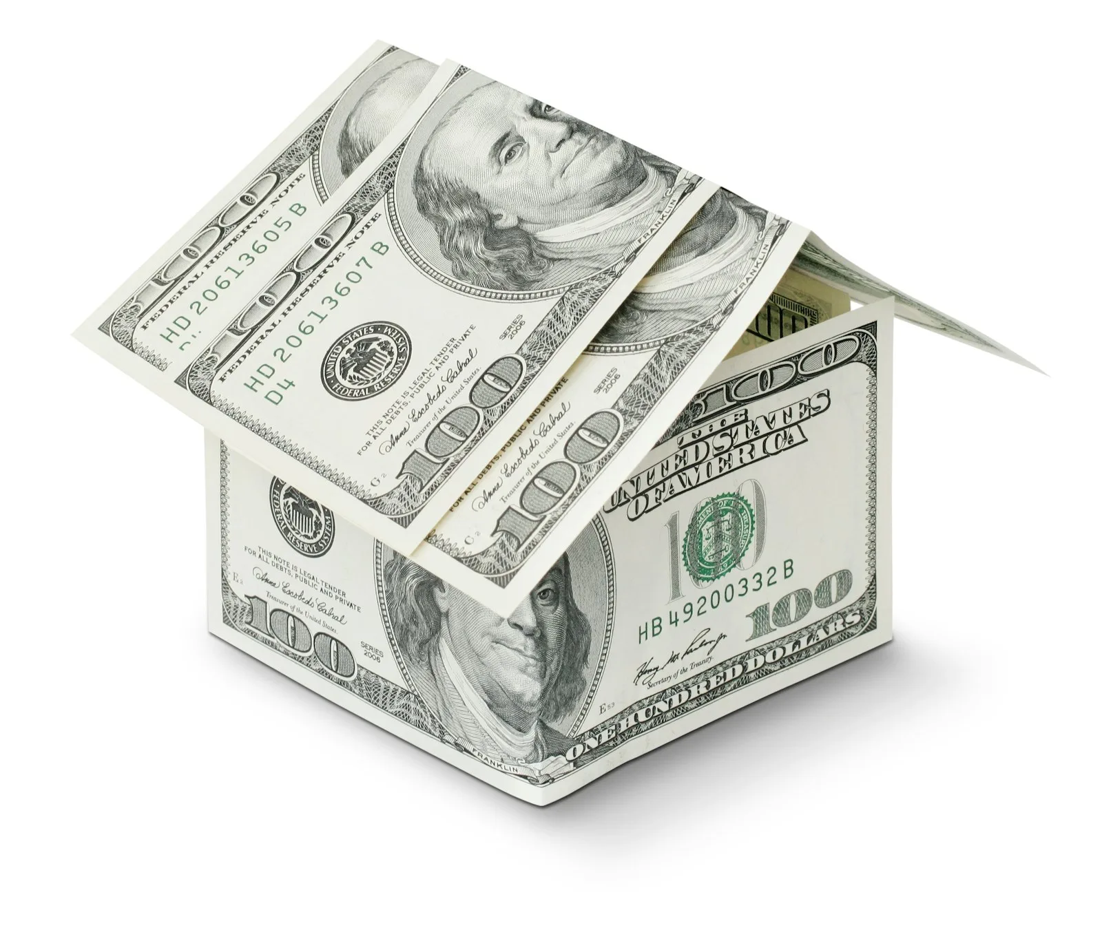 House structure made of $100 bills
