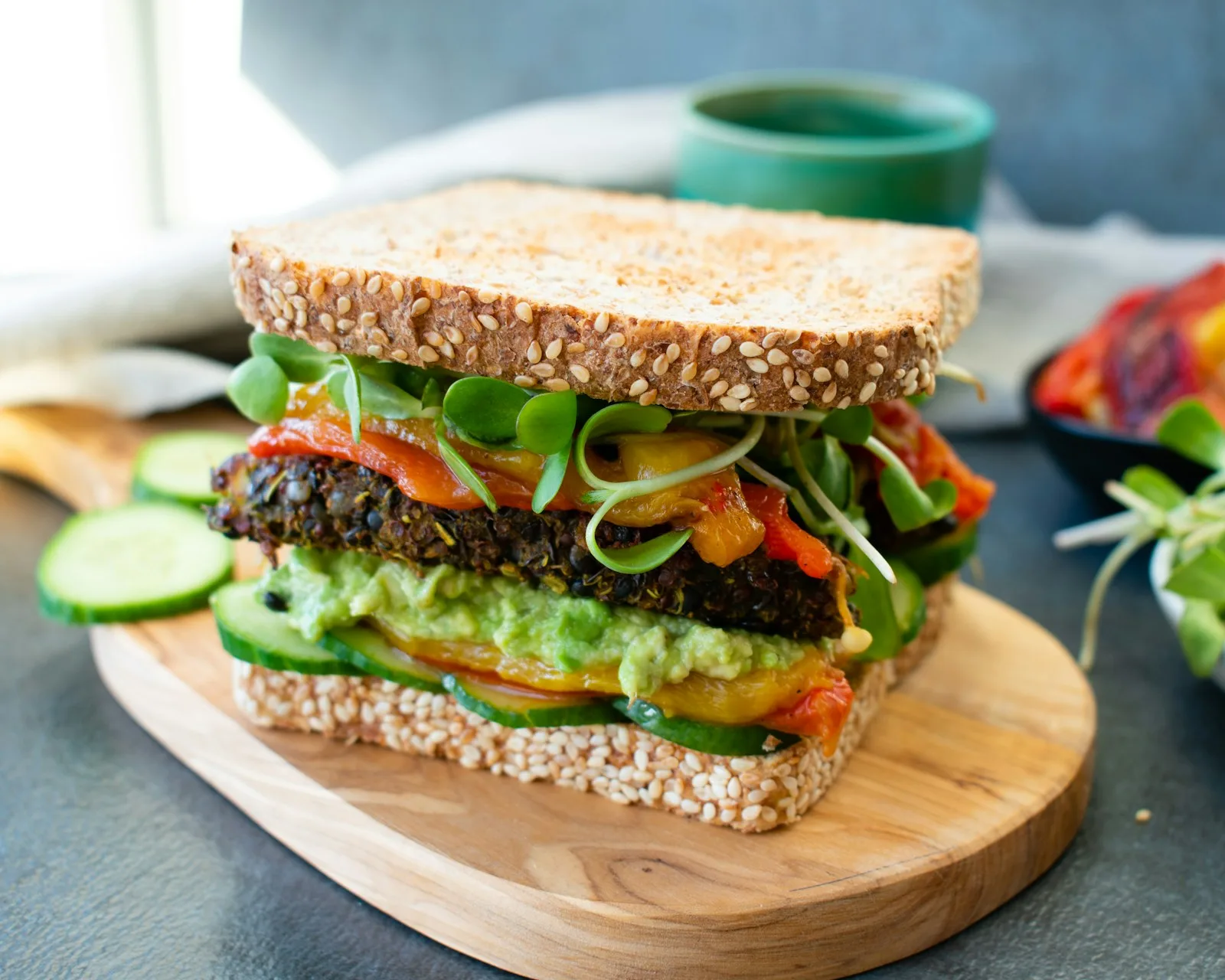 Photo of a sandwich. A clear depiction of the generation where one needs to care for their parents as well as their children