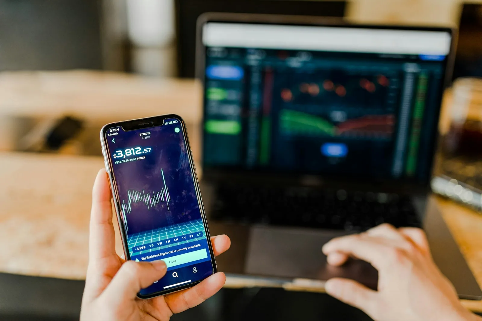 A person looking at his investment portfolio and how much profit it has made