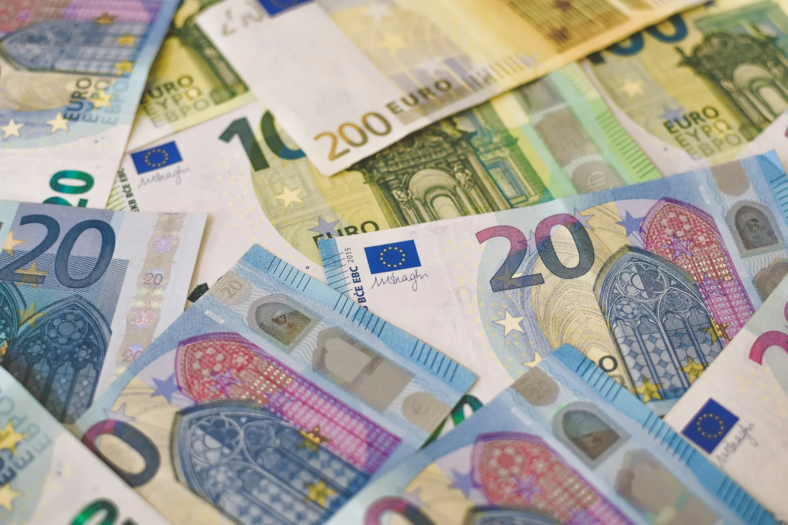 Bunch of euro notes lying around