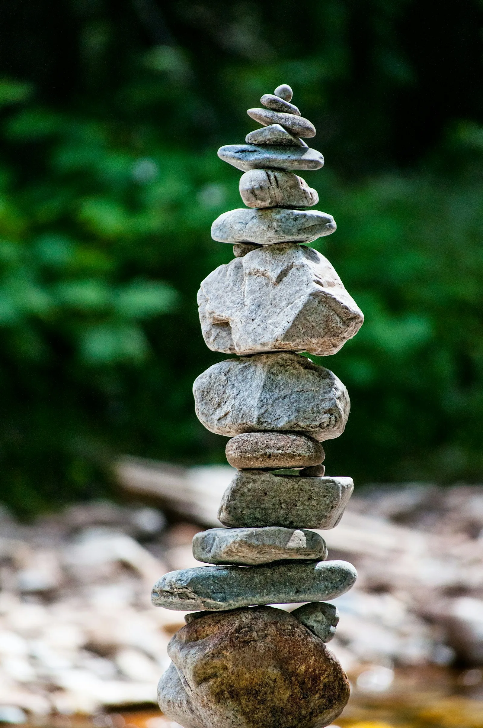 Rock balancing, something that needs patience and skills, much like balancing multiple jobs.