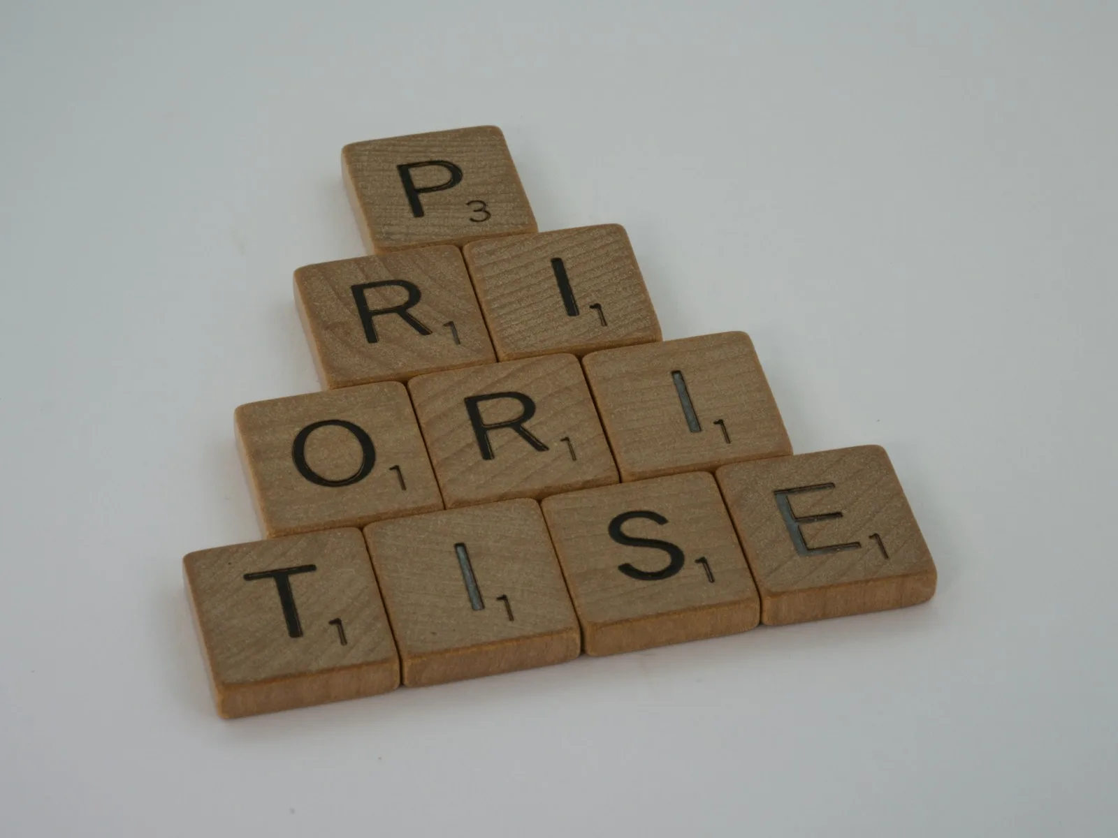 Photo of wooden blocks with the letters forming the word “Prioritise”