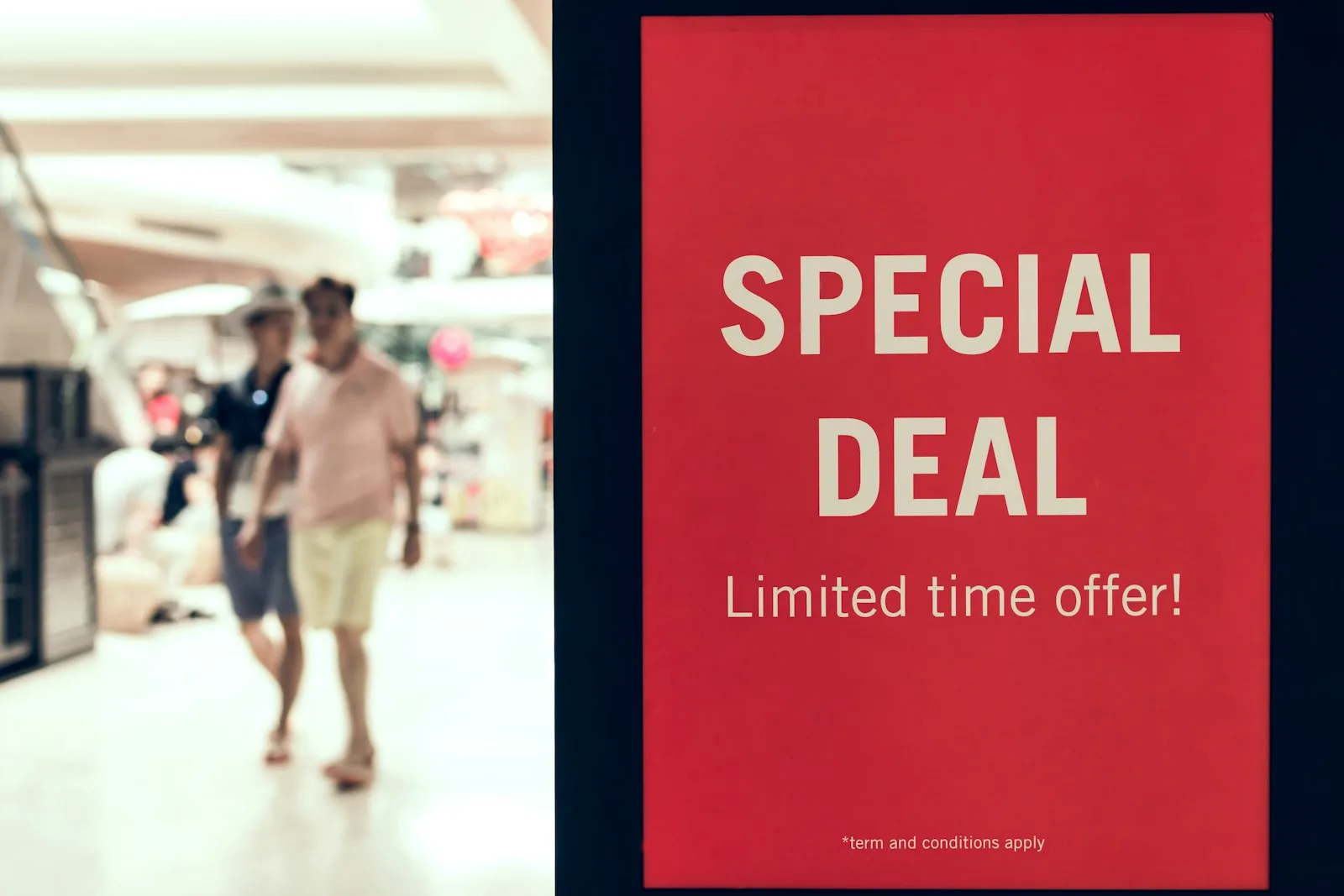 A display advertising for a special deal offer available for limited time