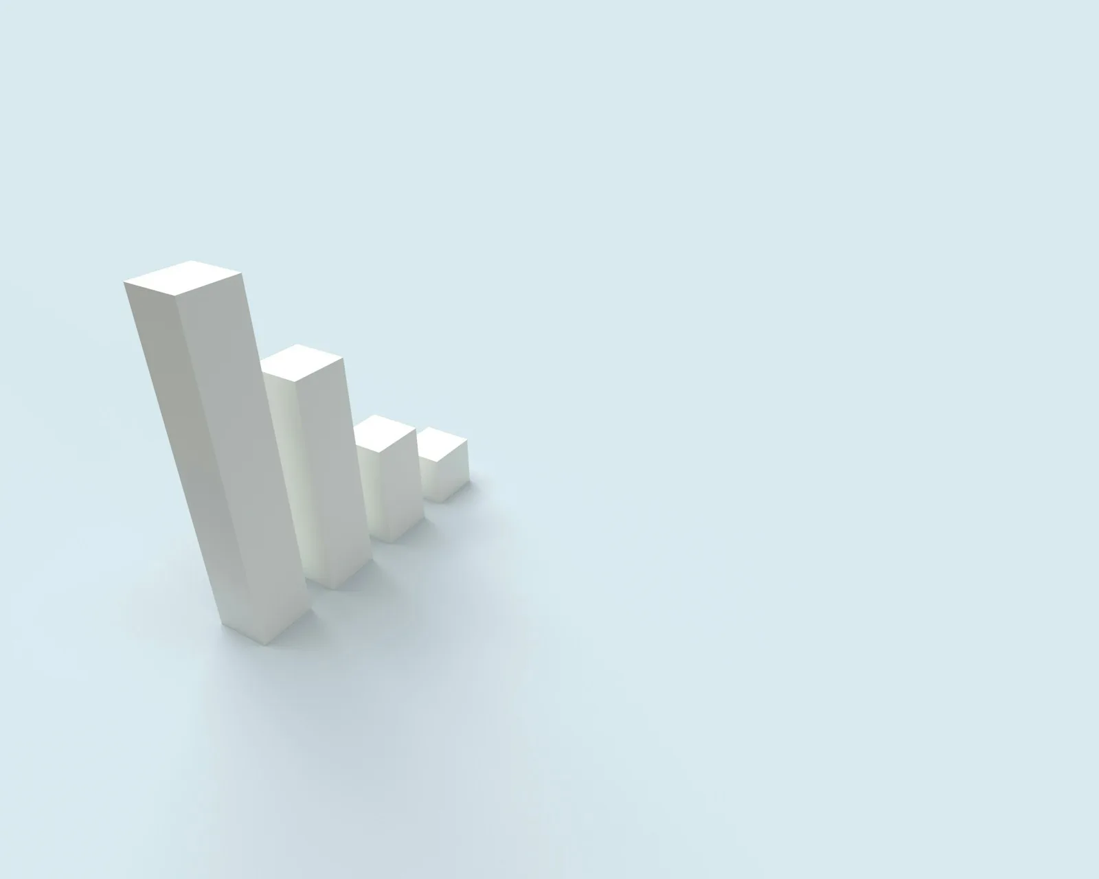 A 3d bar graph showing a downward trend