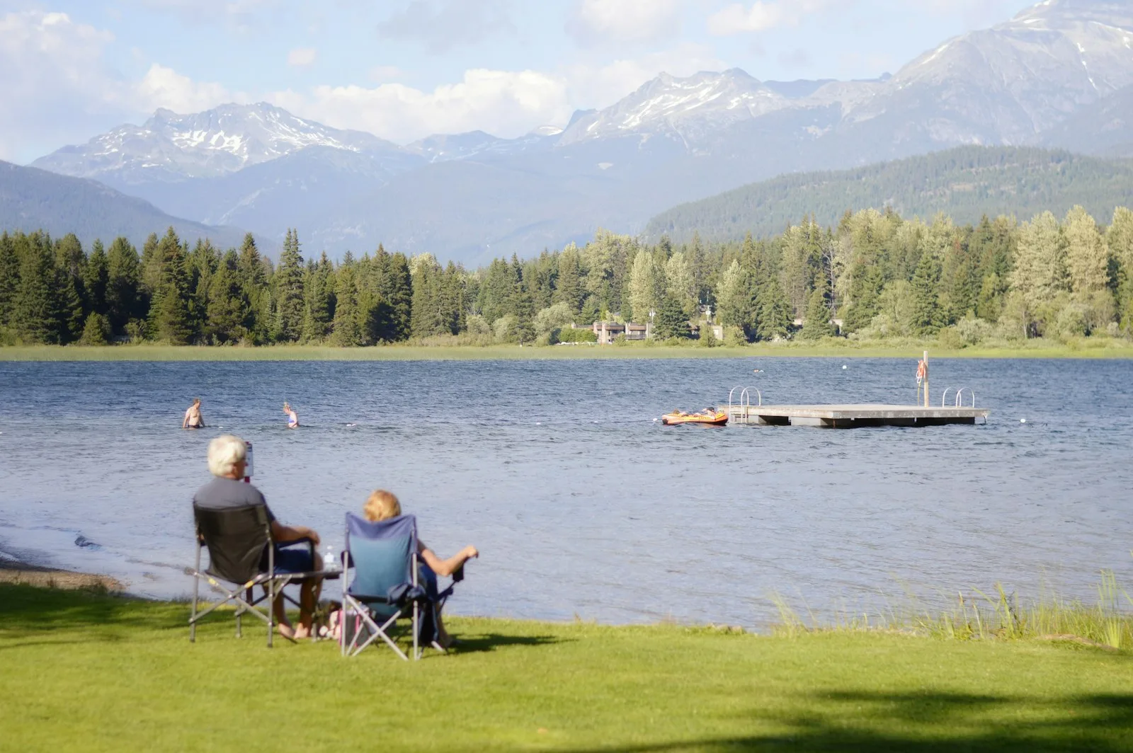 Image of a couple enjoying retirement by the side of the late on a warm sunny day