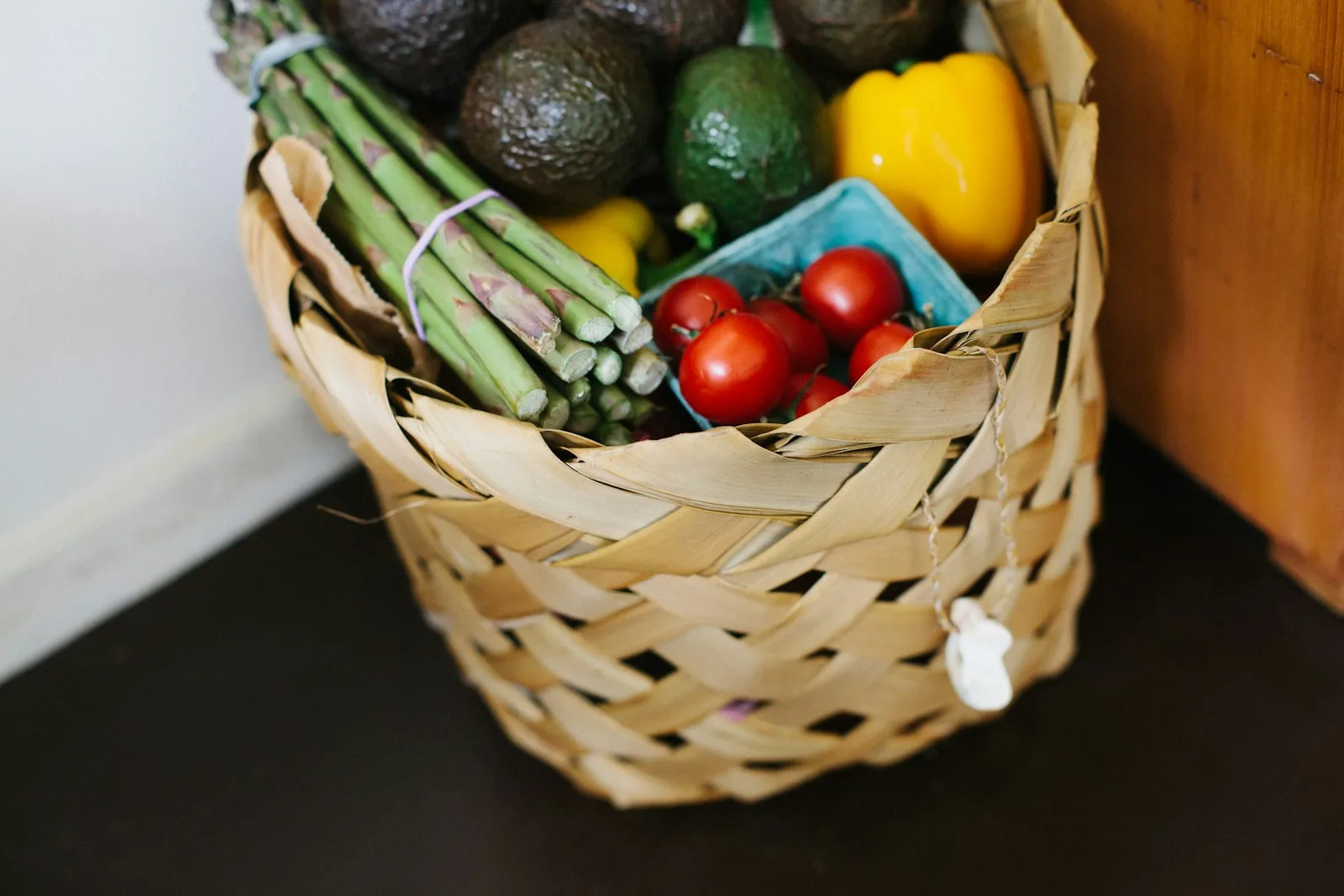 A weaver basket of fruits