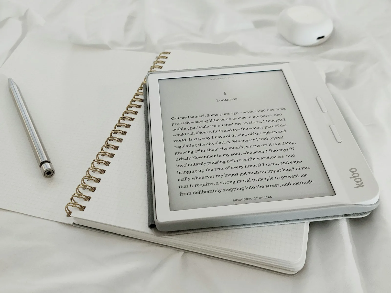 Image of an ebook reader with an ebook opened